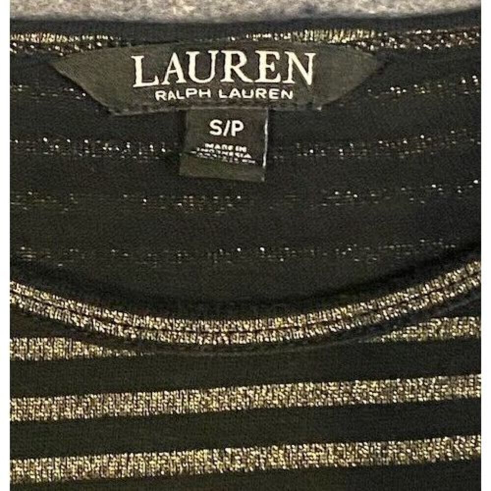 LAUREN RALPH LAUREN women‎ tops sz small BLACK & GOLD  black label LONG SLEEVE - Picture 2 of 6